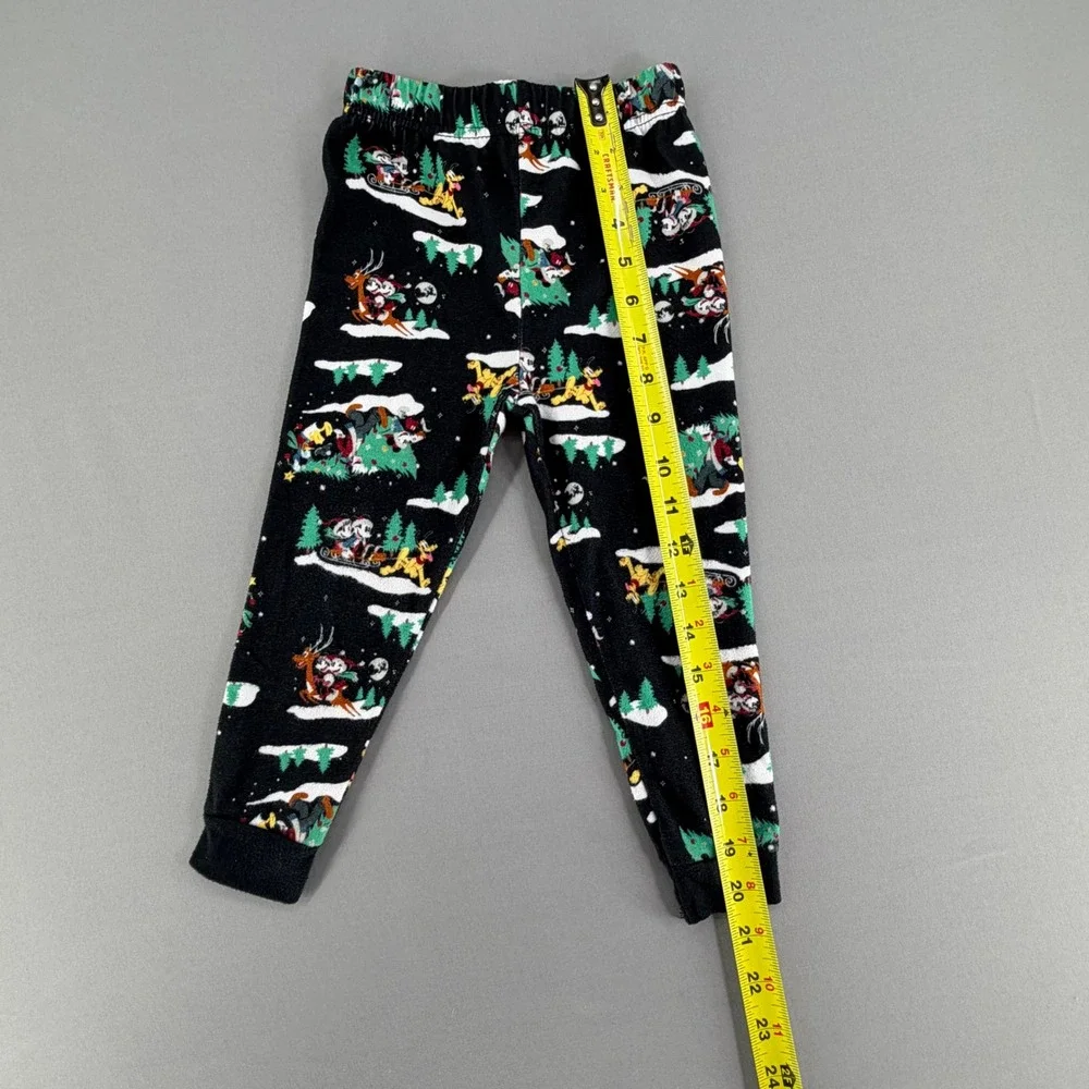 Disney Mickey Mouse Christmas Pajamas Toddler 4T Black Holiday Sleigh Set MK1143